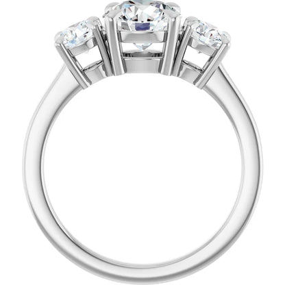 Round Brilliant White Gold Tri Stone Lab Diamond Engagement Ring 