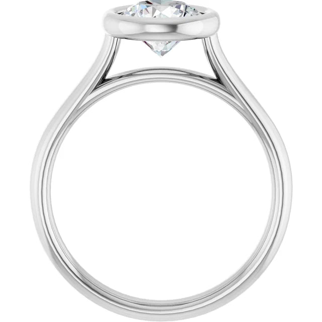 Round Brilliant White Gold Solitaire Bezel Lab Diamond Engagement Ring 