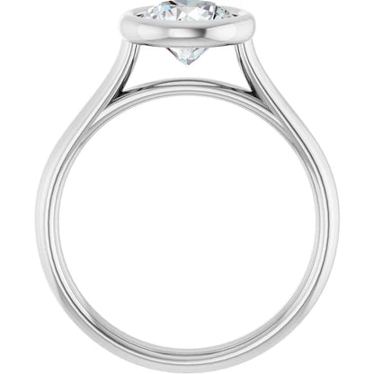 Round Brilliant White Gold Solitaire Bezel Lab Diamond Engagement Ring 
