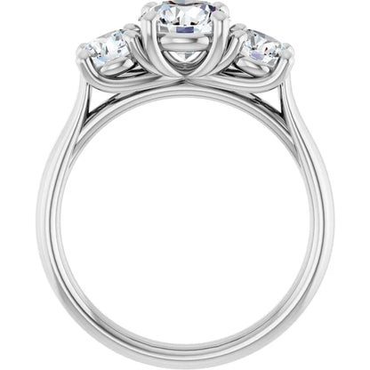 Round Brilliant White Gold Tri Stone Lab Diamond Engagement Ring