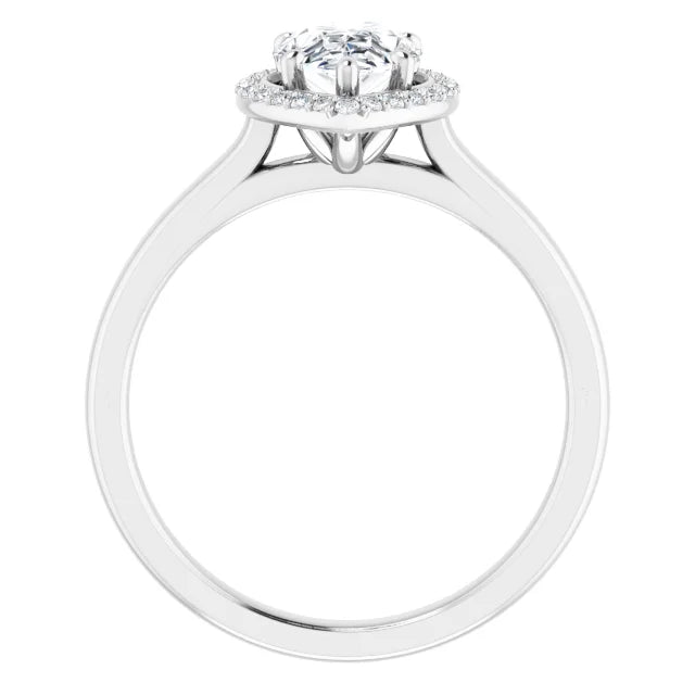 Pear Halo Solitaire Lab Diamond Engagement Ring White Gold. 