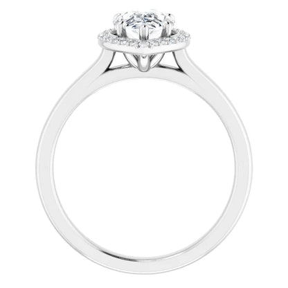 Pear Halo Solitaire Lab Diamond Engagement Ring White Gold. 