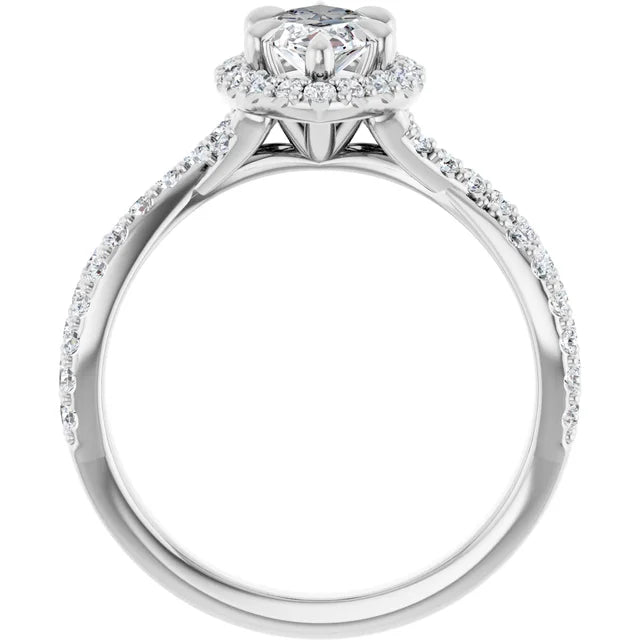 Marquise Twist Halo Style Engagement Ring