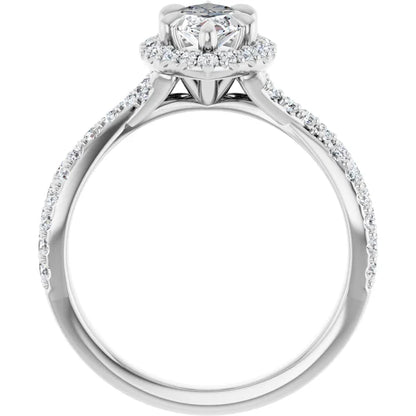Marquise Twist Halo Style Engagement Ring