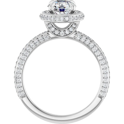 Round Brilliant White Gold Halo Pave Style Lab Diamond Engagement Ring 