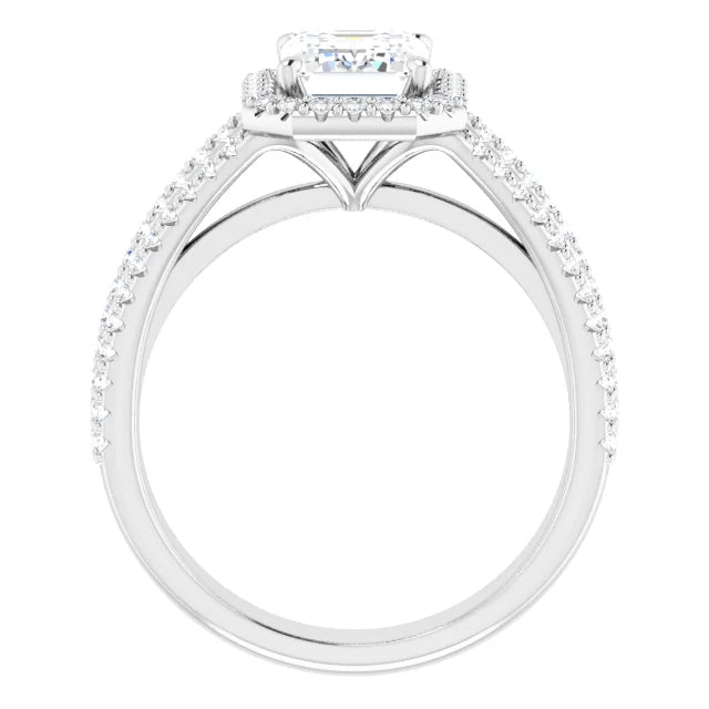 Emerald White Gold Halo Style Engagement Ring