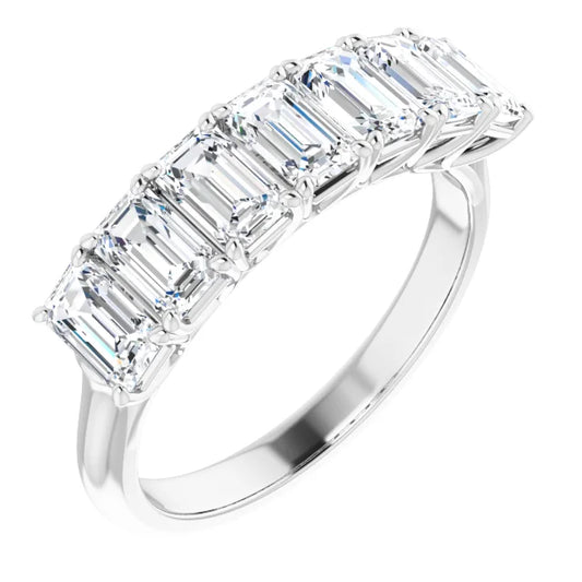 Seven Stone Emerald Cut Moissanite Anniversary Band - I Heart Moissanites