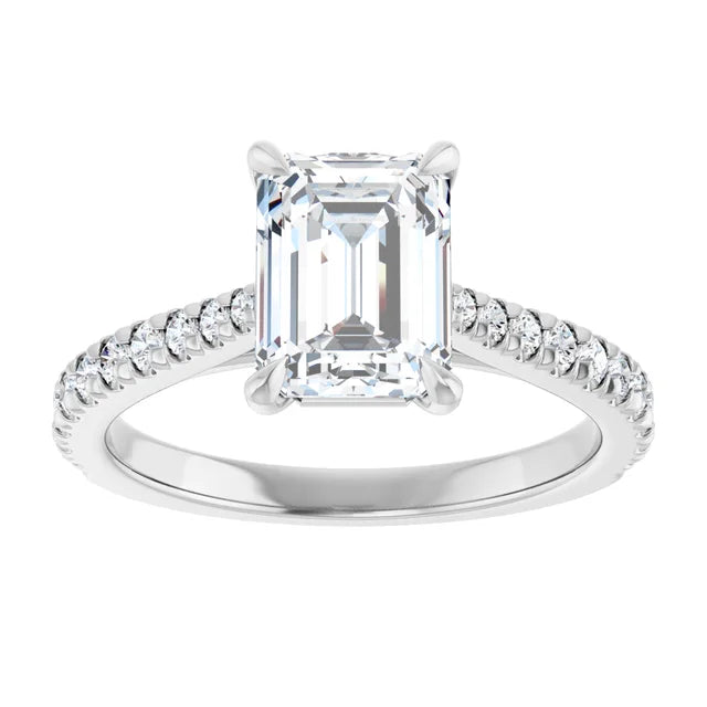 Emerald White Gold Claw Set Style Engagement Ring