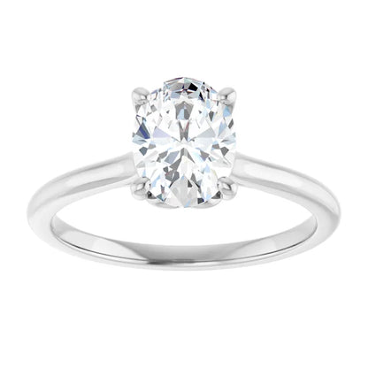 Oval White Gold Four Claw Solitaire Lab Diamond Engagement Ring 