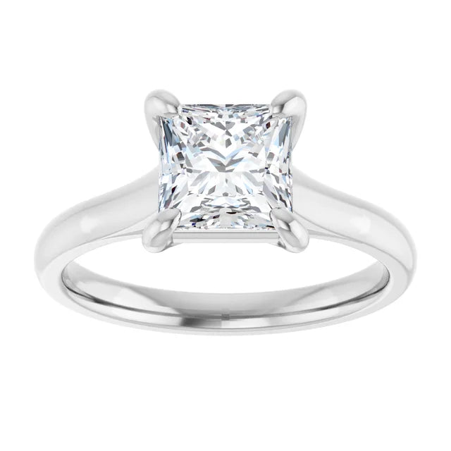 Four Claw Princess White Gold Solitaire Lab Diamond Engagement Ring