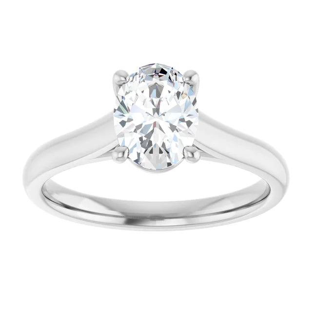 Four Claw Oval Solitaire Engagement Ring