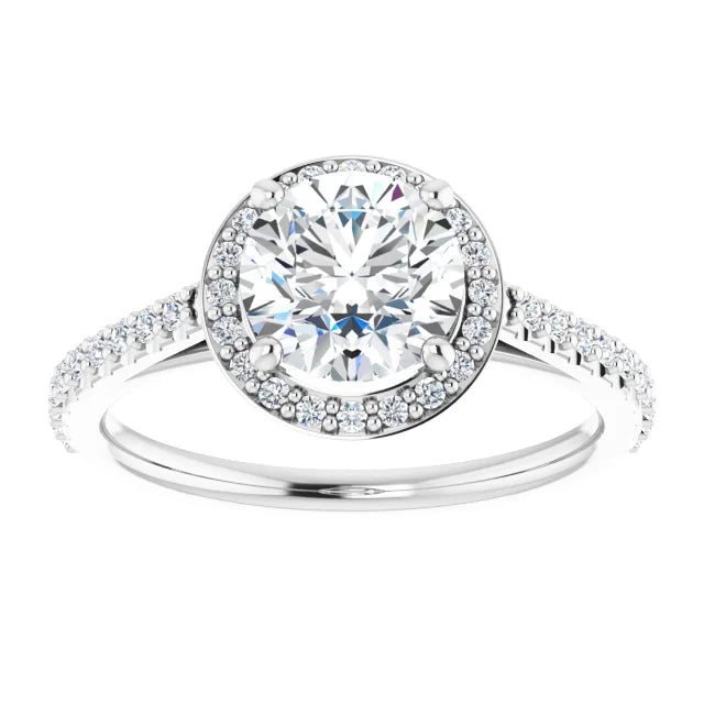 Round Brilliant White Gold Halo Lab Diamond Engagement Ring 