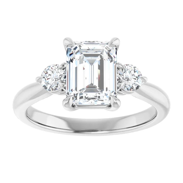 Emerald White Gold Accent Engagement Ring