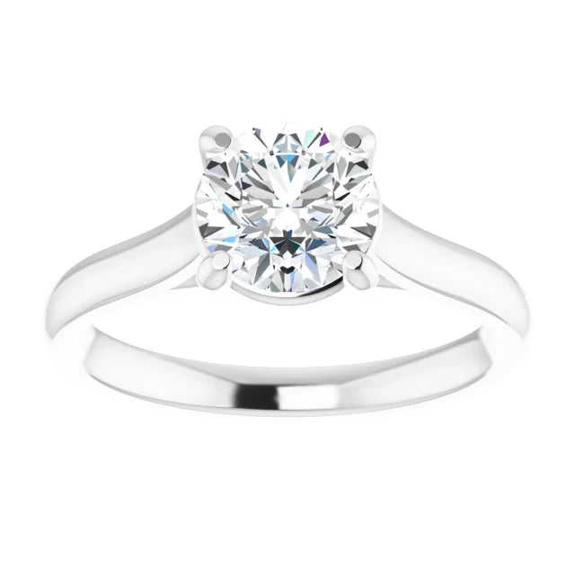 Four Claw Round Brilliant White Gold Solitaire Lab Diamond Engagement Ring