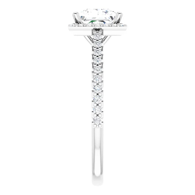 Princess White Gold Halo Lab Diamond Engagement Ring 