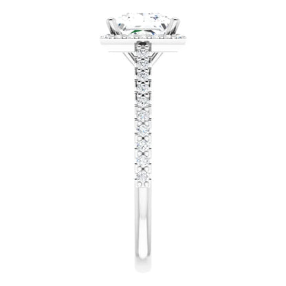 Princess White Gold Halo Lab Diamond Engagement Ring 