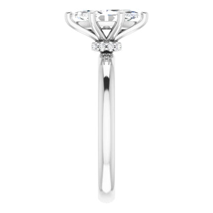 Marquise Cut White Gold Low Hidden Halo Solitaire Engagement Ring