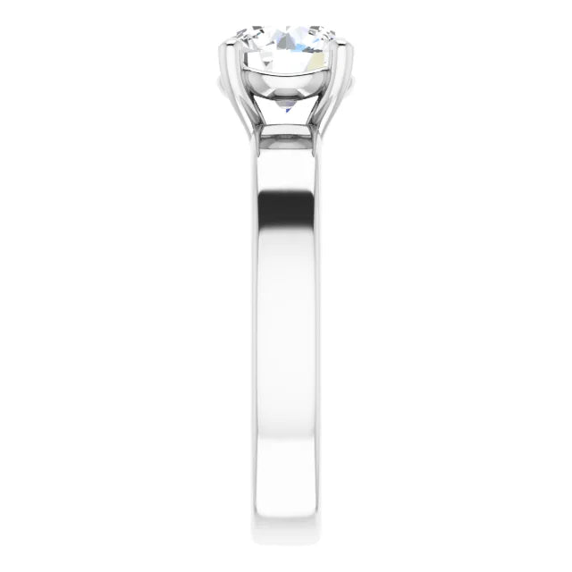 Round Brilliant White Gold Wide Band Solitaire Engagement Ring