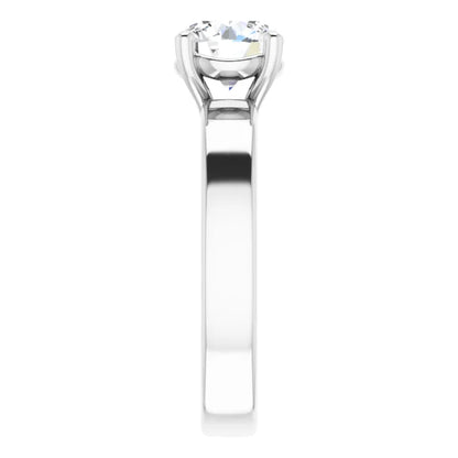 Round Brilliant White Gold Wide Band Solitaire Engagement Ring