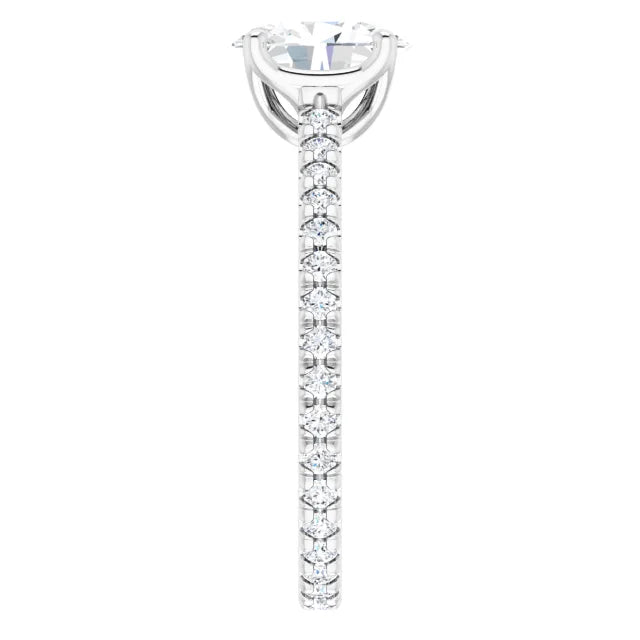 Oval White Gold Claw Set Eternity Style Engagement Ring
