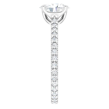 Oval White Gold Claw Set Eternity Style Engagement Ring