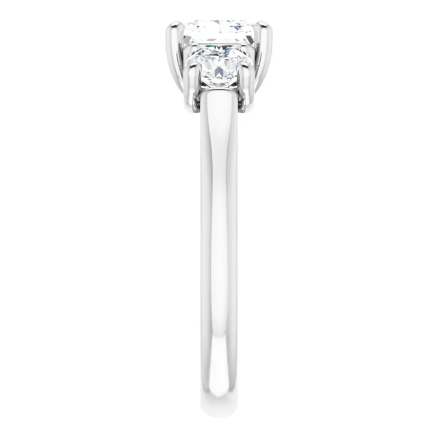 Princess White Gold Tri Stone Lab Diamond Engagement Ring