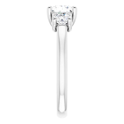 Princess White Gold Tri Stone Lab Diamond Engagement Ring