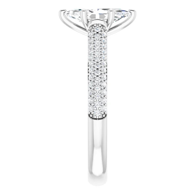 Marquise White Gold Pave Lab Diamond Engagement Ring 