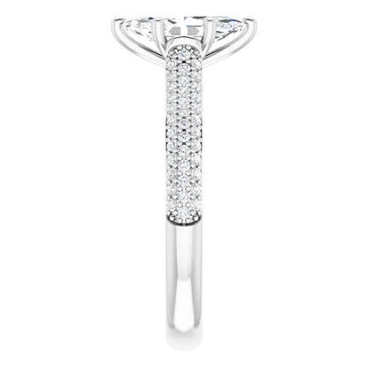 Marquise White Gold Pave Lab Diamond Engagement Ring 