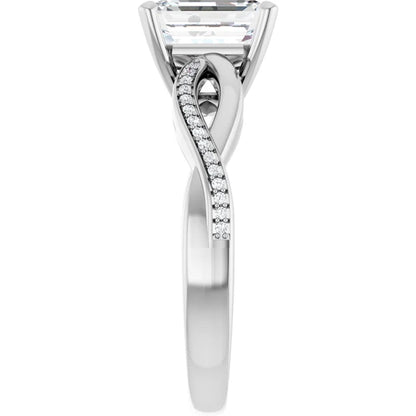 Emerald White Gold Claw Set Twist Style Engagement Ring 