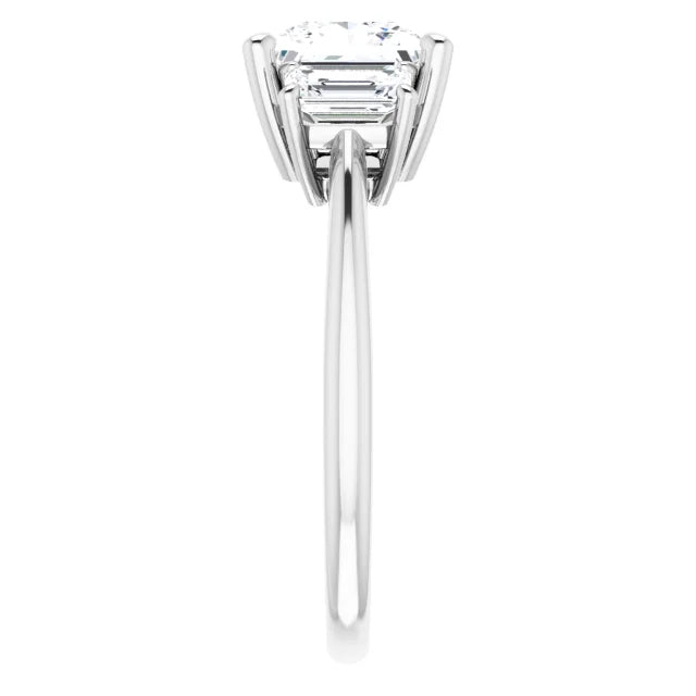 Princess White Gold Tri Stone Lab Diamond Engagement Ring