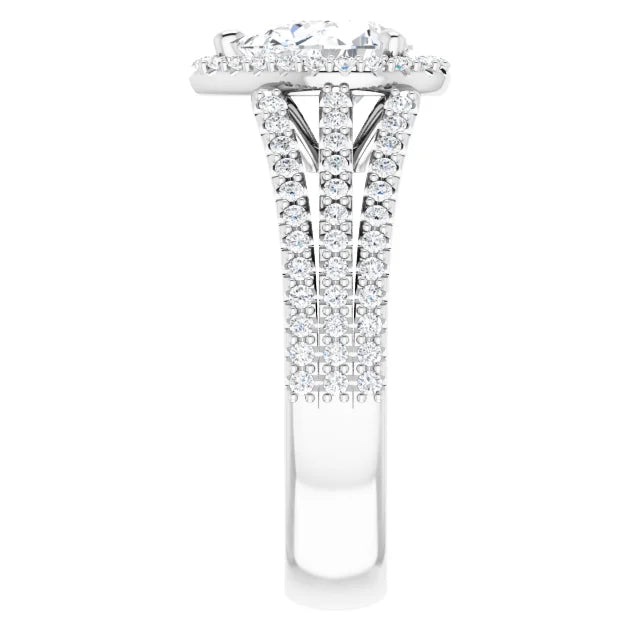 Pear White Gold Halo Style Engagement Ring