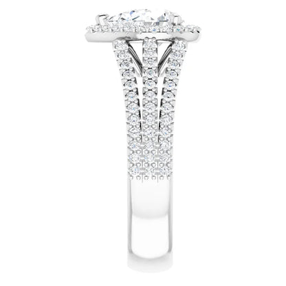 Pear White Gold Halo Style Engagement Ring