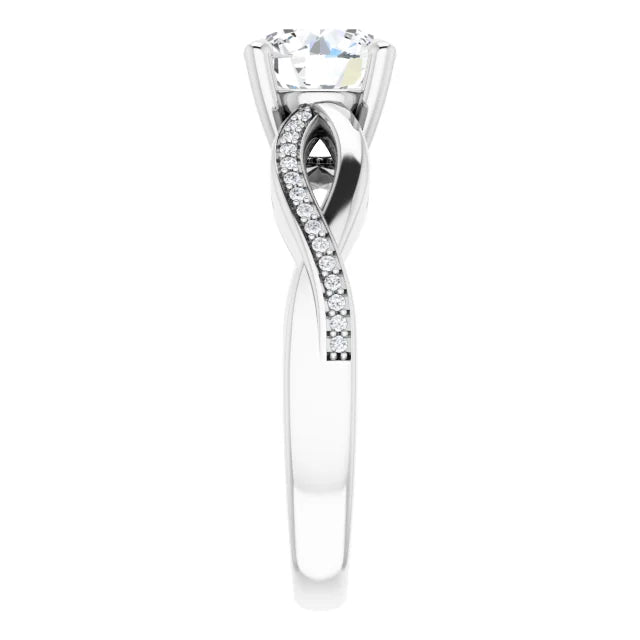 Round Brilliant White Gold Claw Set Twist Style Engagement Ring 