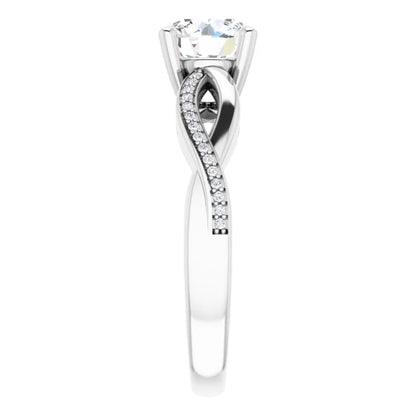 Round Brilliant White Gold Claw Set Twist Style Engagement Ring 