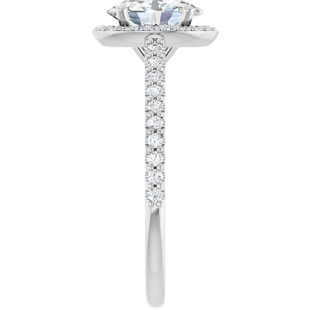 Oval White Gold Halo Lab Diamond Engagement Ring 