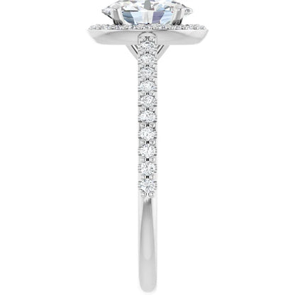 Oval White Gold Halo Lab Diamond Engagement Ring 