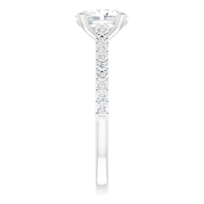 Oval White Gold Pave Style Lab Diamond Engagement Ring 