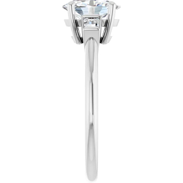 Oval White Gold Baguette Accent Lab Diamond Engagement Ring
