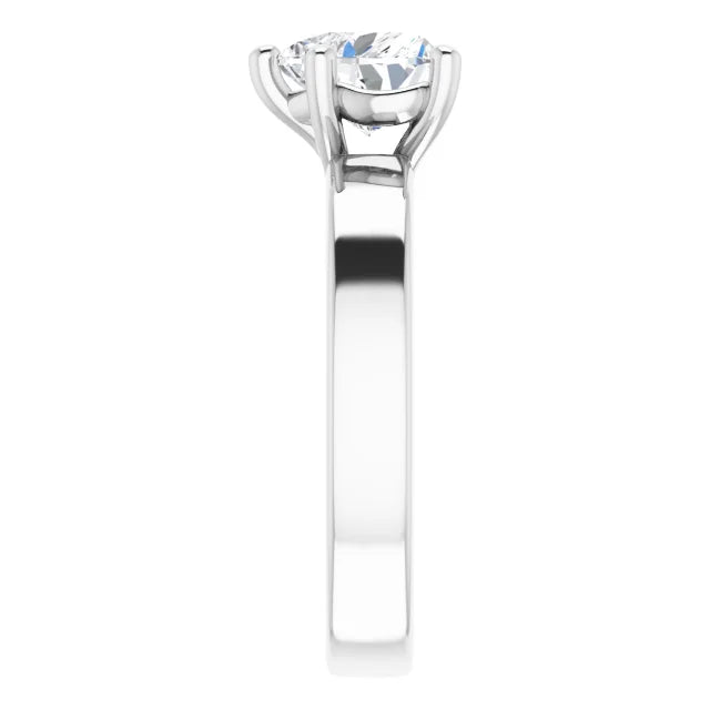 Heart White Gold Wide Band Solitaire Engagement Ring