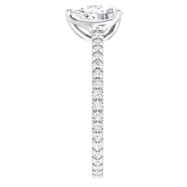 Pear White Gold Claw Set Eternity Style Engagement Ring