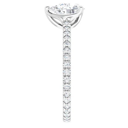 Pear White Gold Claw Set Eternity Style Engagement Ring