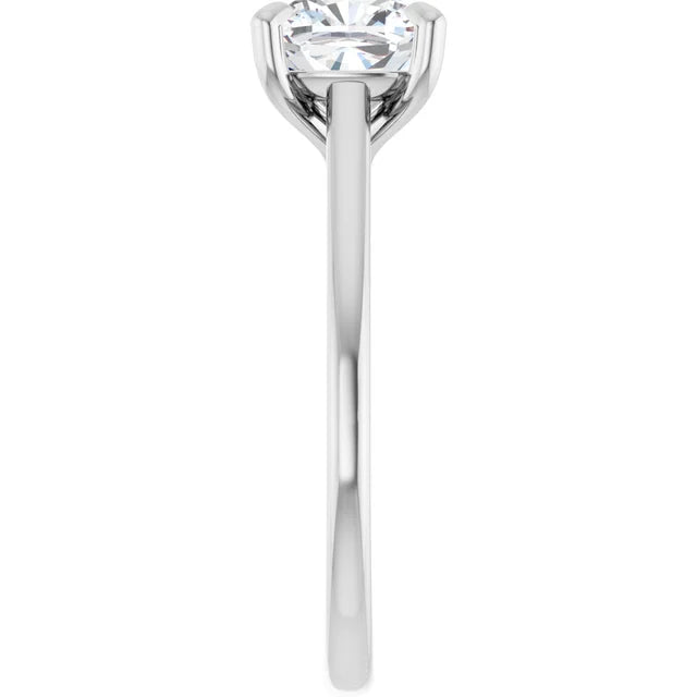 Cushion White Gold Four Claw Solitaire Lab Diamond Engagement Ring 