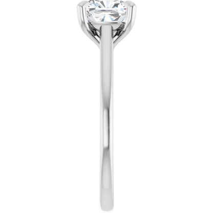 Cushion White Gold Four Claw Solitaire Lab Diamond Engagement Ring 