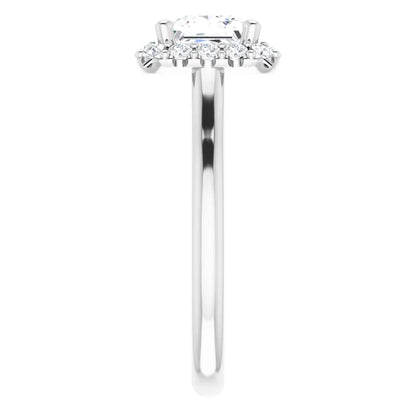 Princess Halo Solitaire White Gold Lab Diamond Engagement Ring 