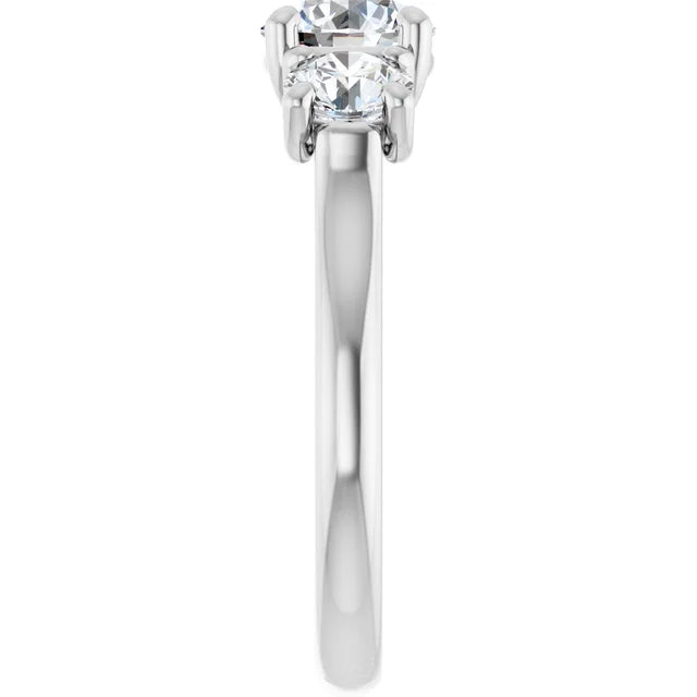 Round Brilliant White Gold Tri Stone Lab Diamond Engagement Ring