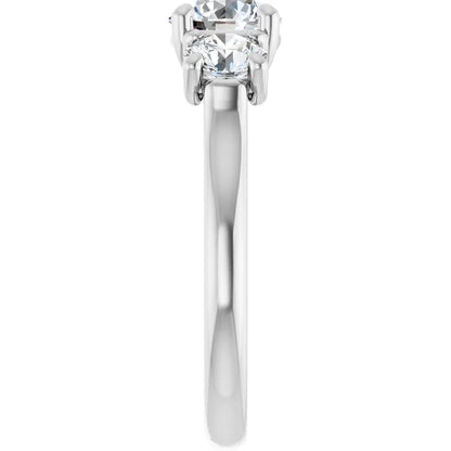 Round Brilliant White Gold Tri Stone Lab Diamond Engagement Ring