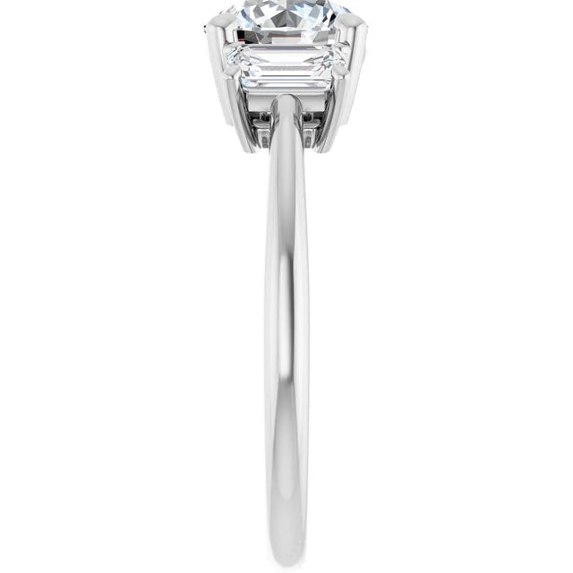 Round Brilliant White Gold Tri Stone Lab Diamond Engagement Ring