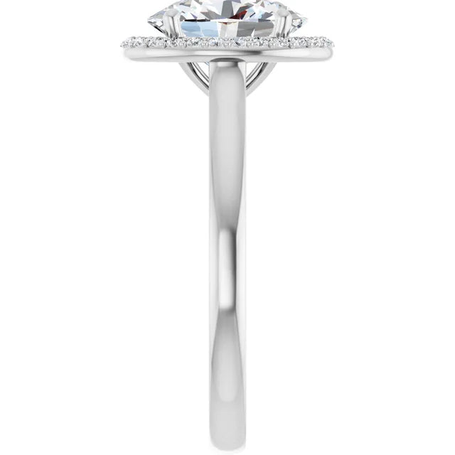 Oval Halo Solitaire Lab Diamond Engagement Ring White Gold. 
