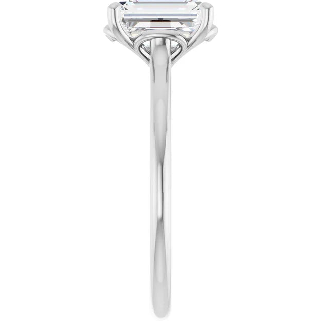 Emerald White Gold Four Claw Solitaire Lab Diamond Engagement Ring 